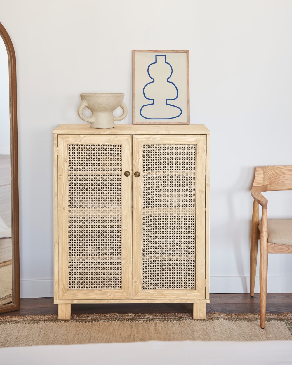 Schuhschrank Holz und Rattan Beige 80 cm - Maisons Du Monde
