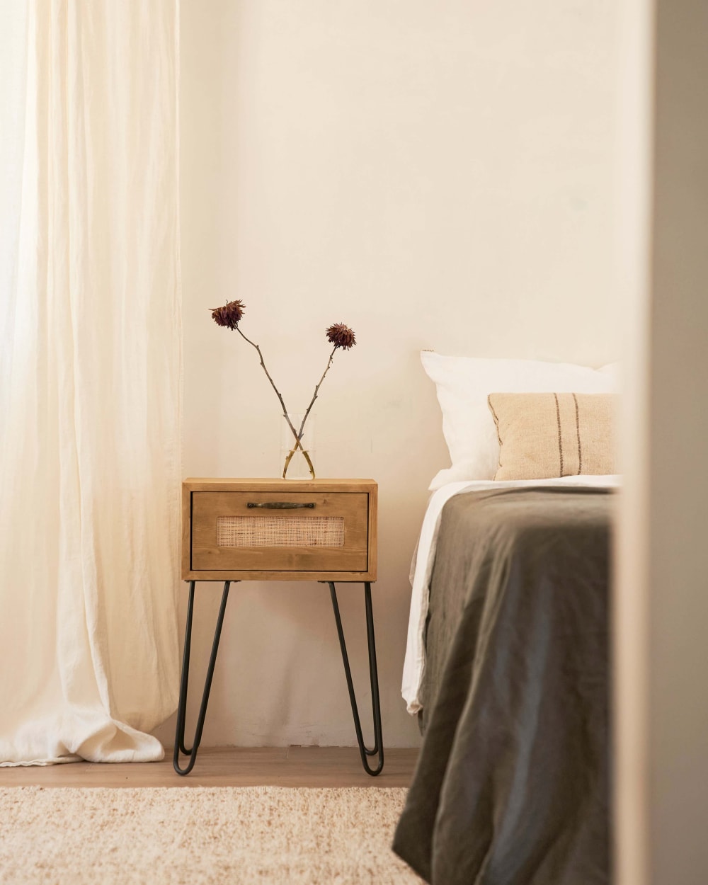 Nachttisch Kiefer und Rattan Braun - Maisons Du Monde