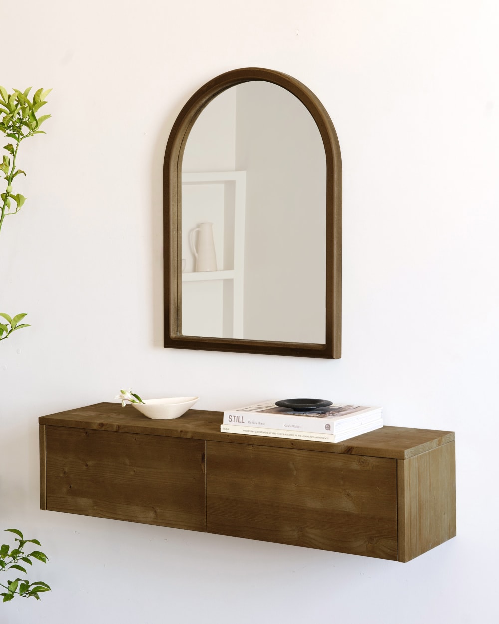 Miroir arqué fait main marron