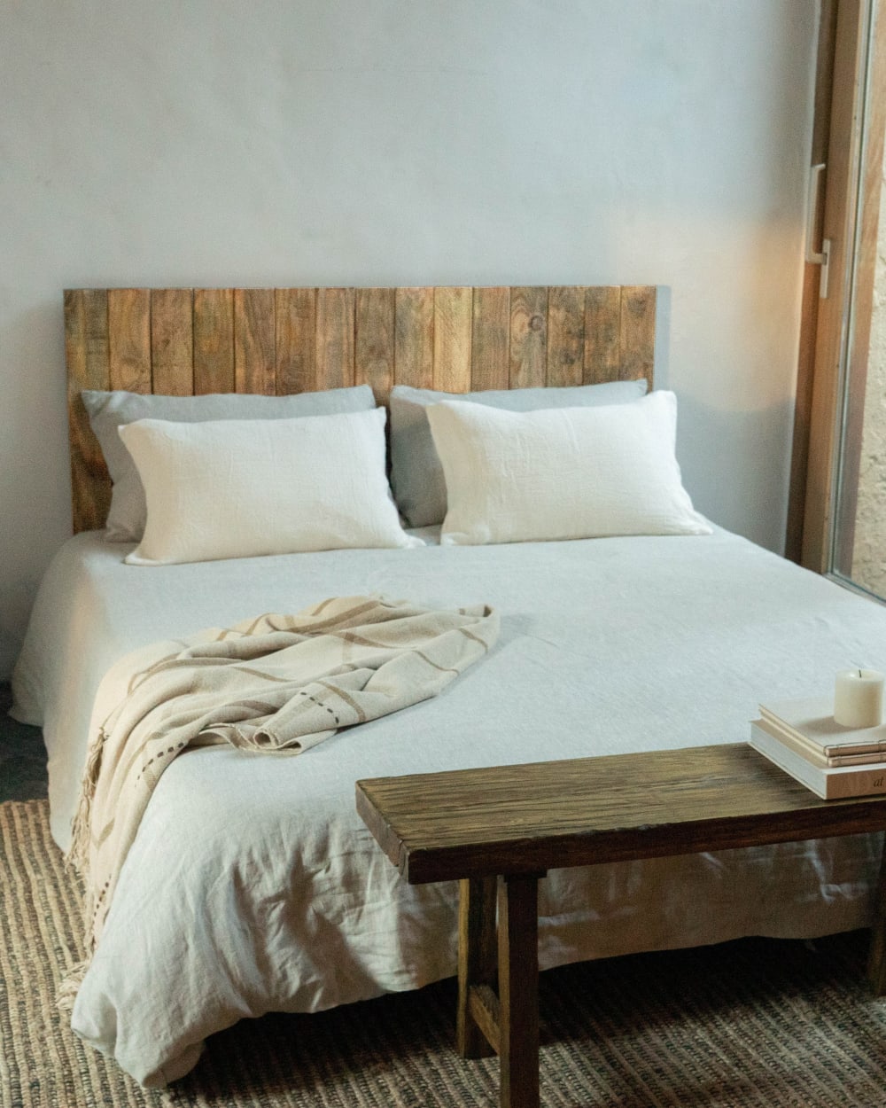Tête de lit en bois 190 cm marron