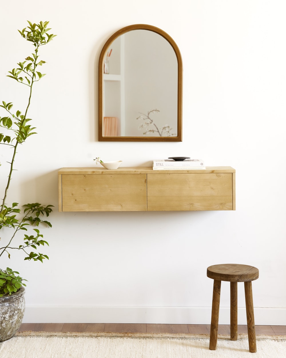 Consola flotante de entrada de madera en color natural - Maisons du Monde