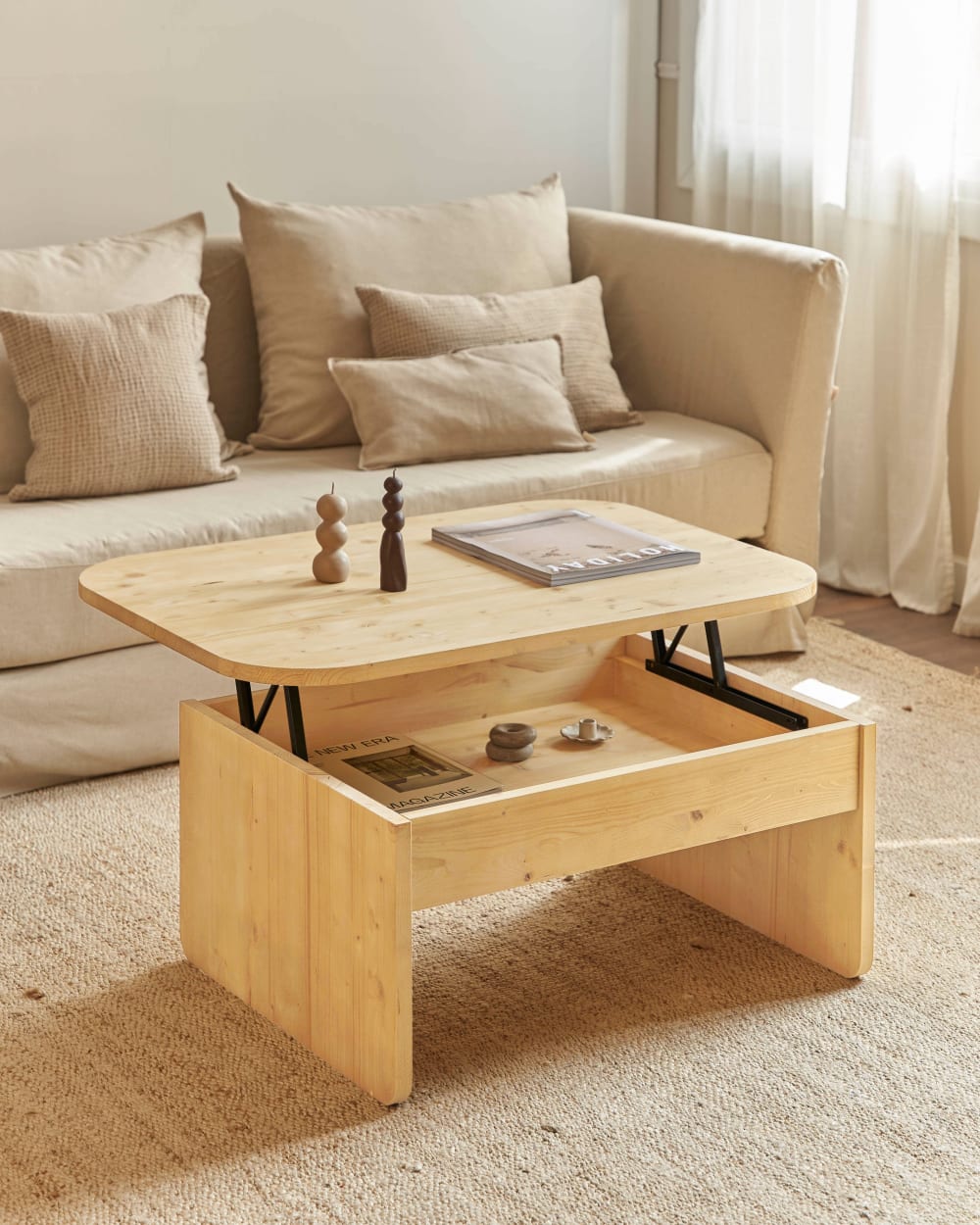 Table basse relevable en sapin beige - Maisons du Monde