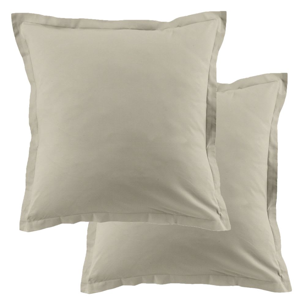 Lot de 2 taies d'oreiller carrées coton beige latte 63x63 cm