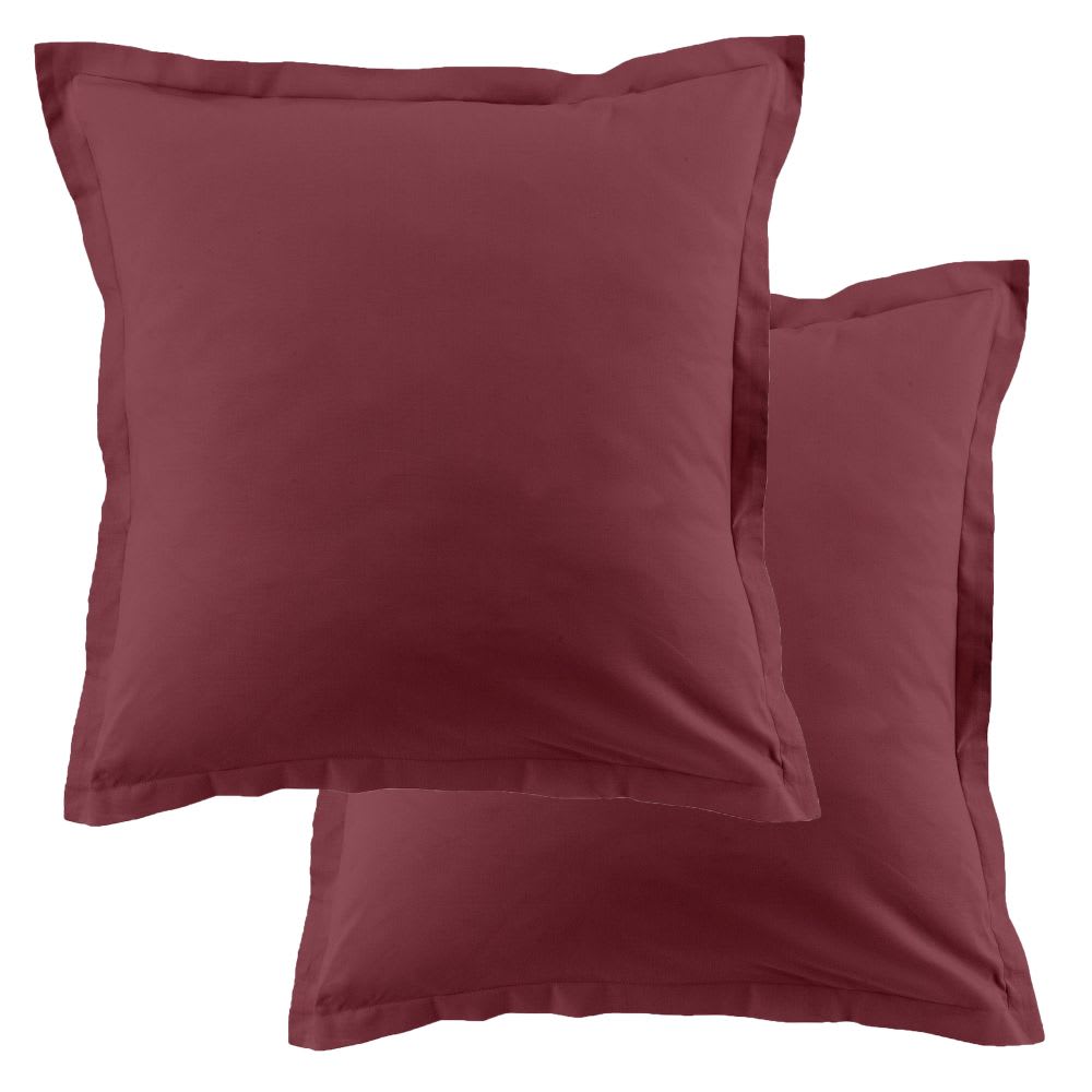 Lot de 2 taies d'oreiller carrées coton rouge cerise 63x63 cm
