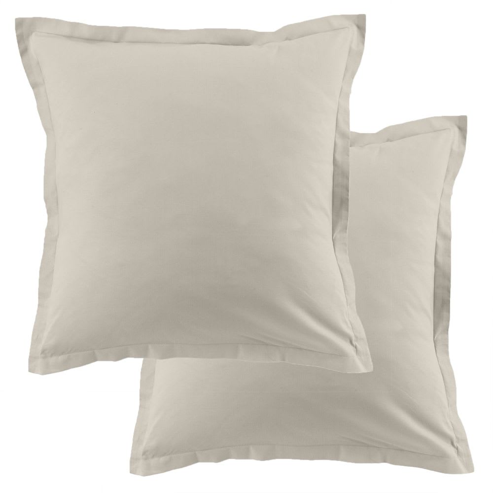 Lot de 2 taies d'oreiller carrées coton beige ivoire 63x63 cm