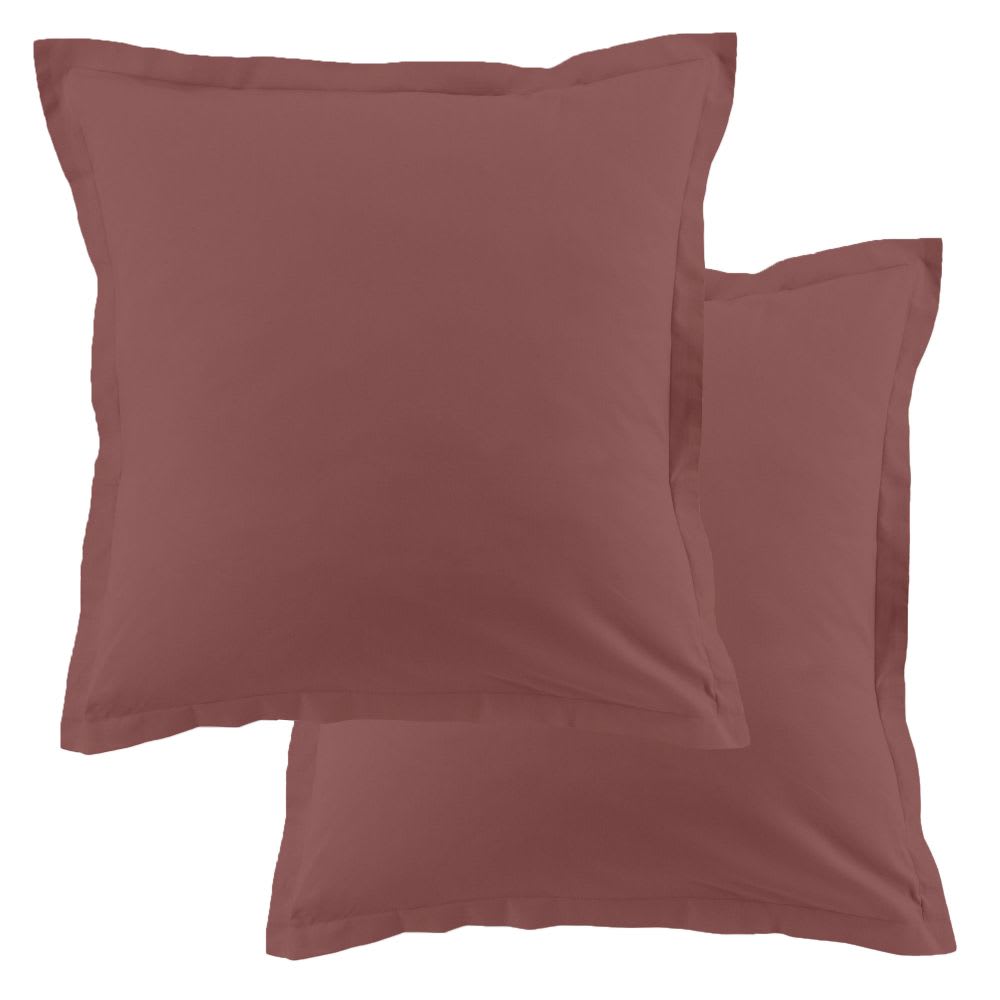 Lot de 2 taies d'oreiller carrées coton rouge 63x63 cm