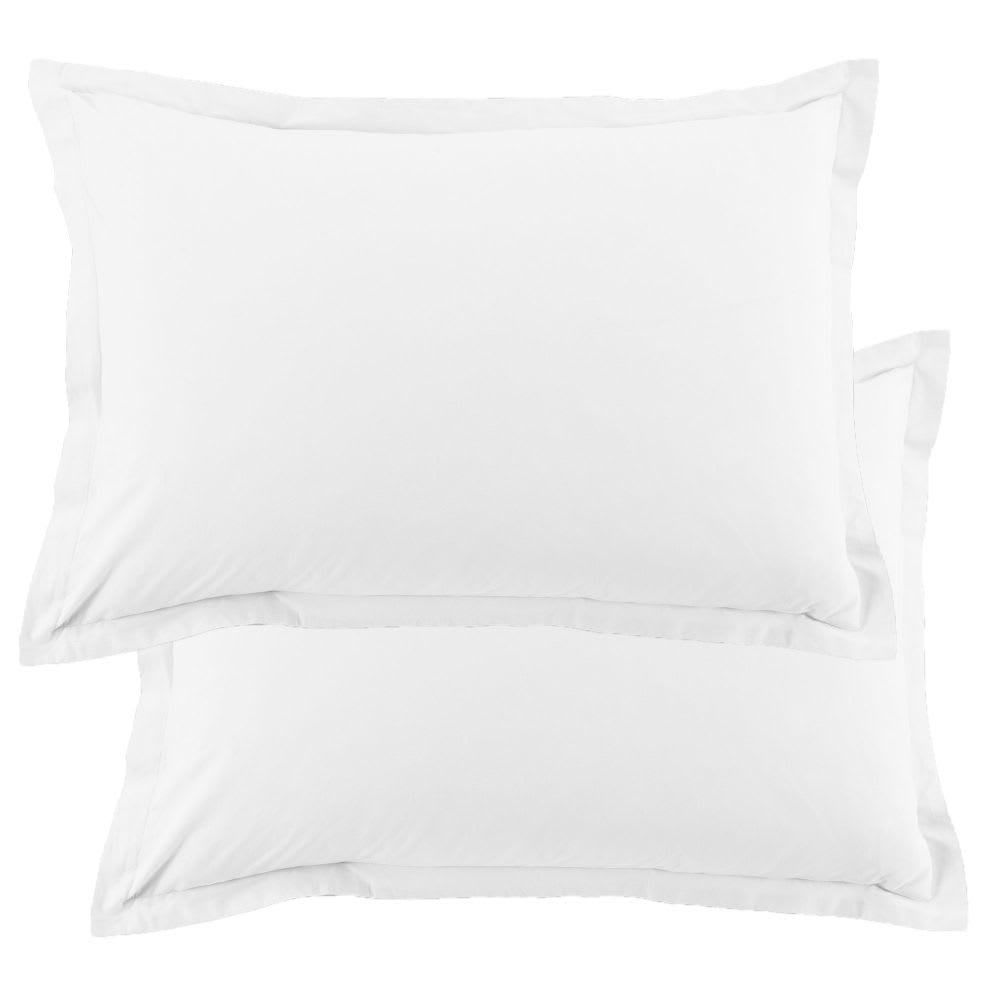 Lot de 2 taies d'oreiller rectangles coton blanc 50x70 cm