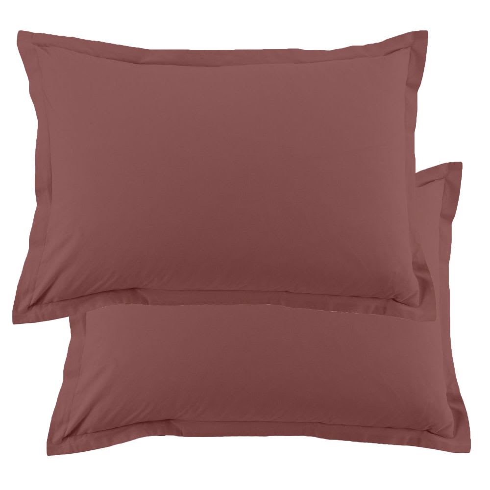 Lot de 2 taies d'oreiller rectangles coton rouge 50x70 cm