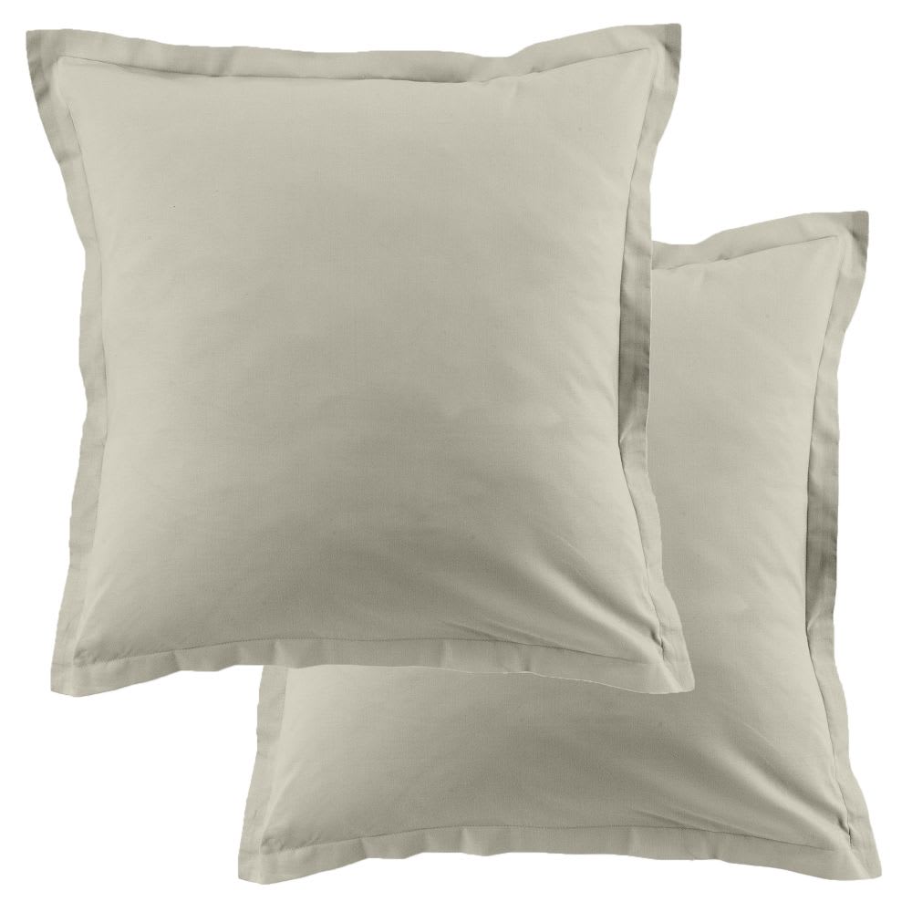 Lot de 2 taies d'oreiller carrées coton beige 63x63 cm