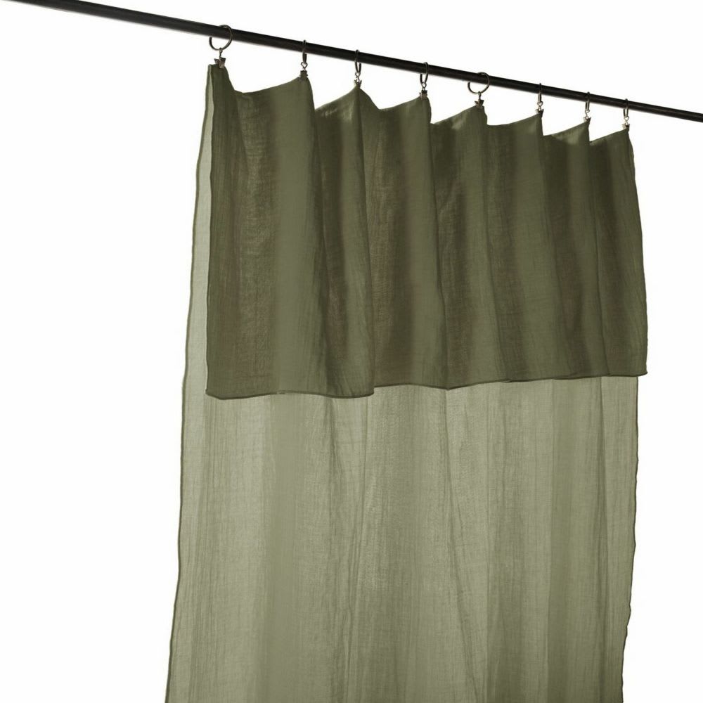 Rideau ajustable gaze de coton vert 140x300 cm — vue 3