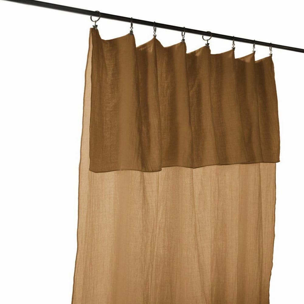 Rideau ajustable gaze de coton marron 140x300 cm — vue 3