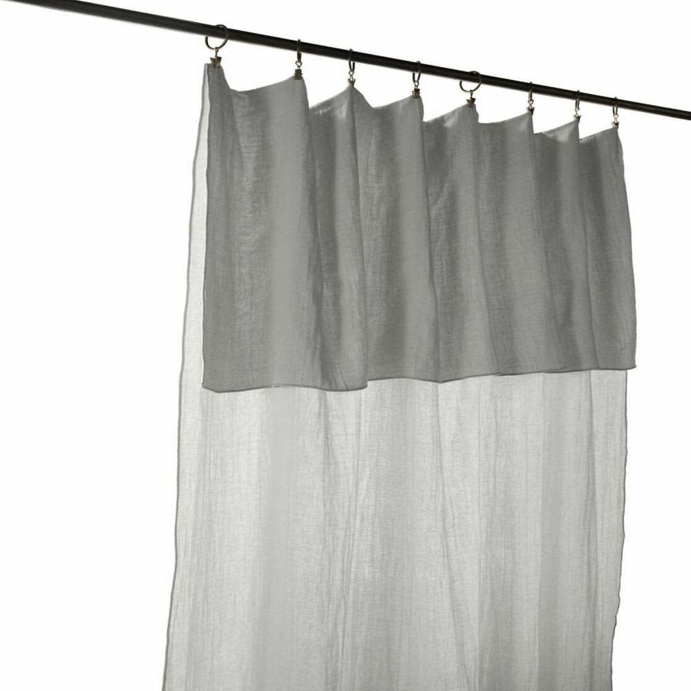 Rideau ajustable gaze de coton gris 140x300 cm — vue 3