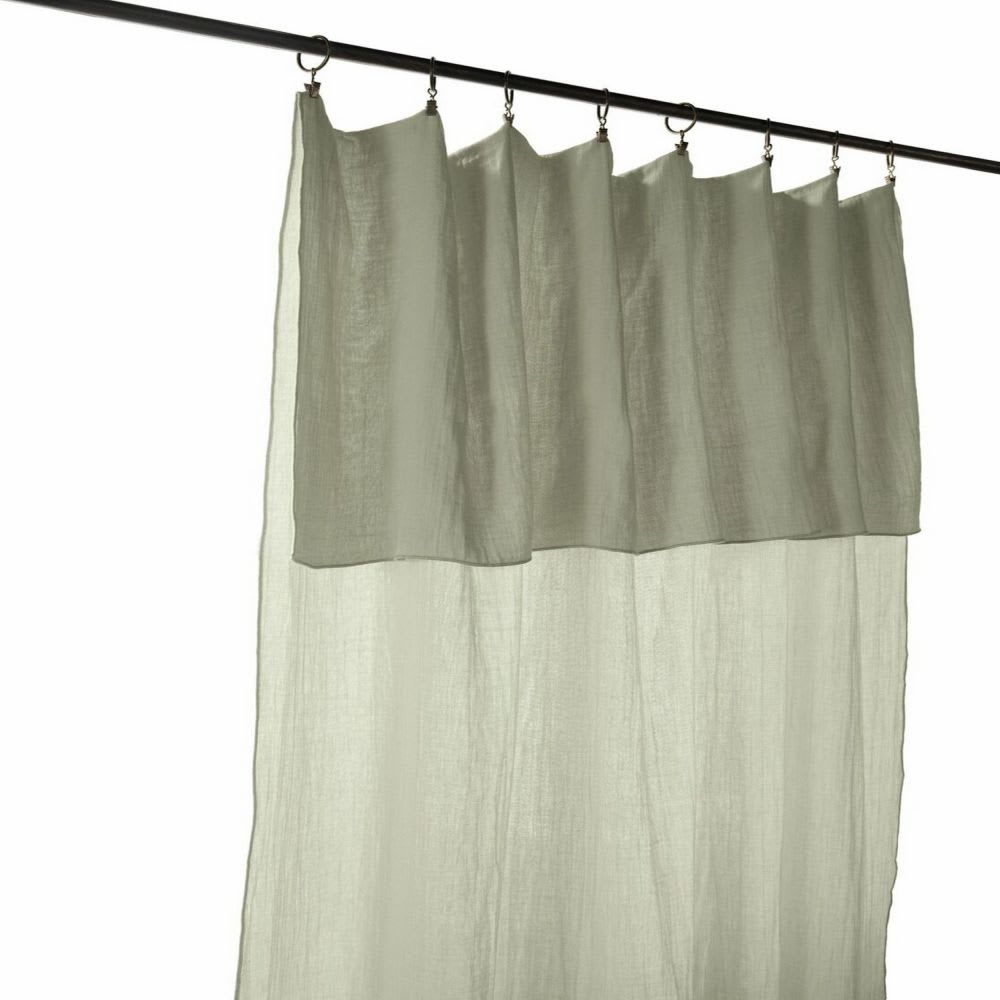 Rideau ajustable gaze de coton vert 140x300 cm - Maisons du Monde