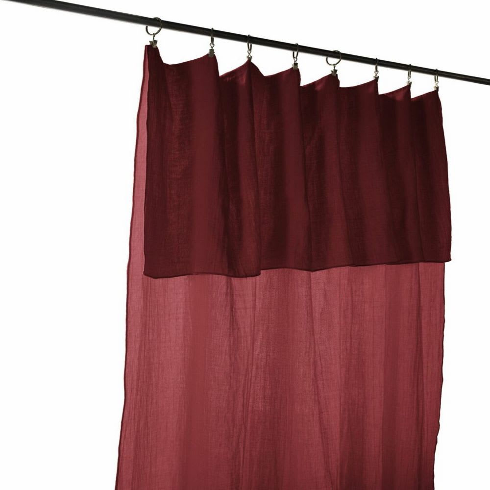 Rideau ajustable gaze de coton rouge 140x300 cm — vue 3