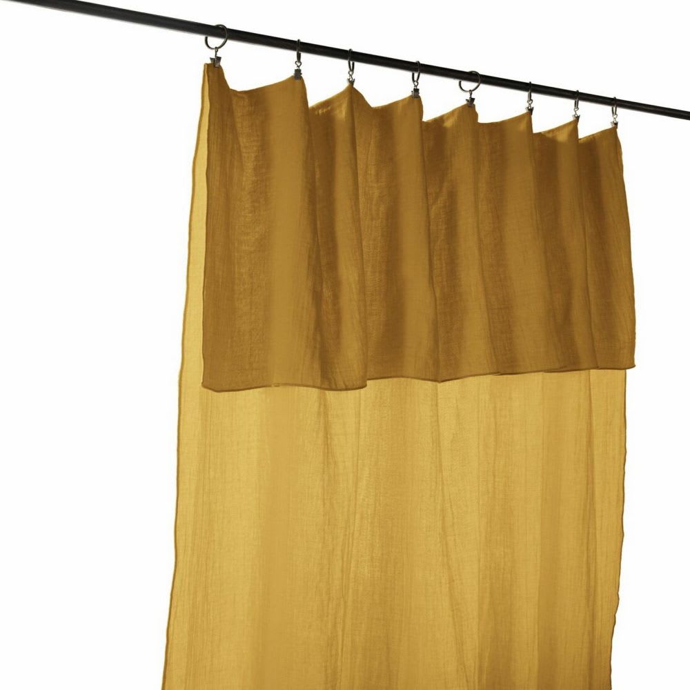 Rideau ajustable gaze de coton jaune 140x300 cm - Maisons du Monde