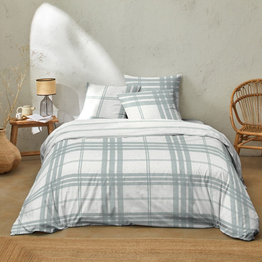 Housse De Rêve Parure de lit 2 places coton à motifs 220x240 cm style contemporain Gris Certifié Oeko-Tex