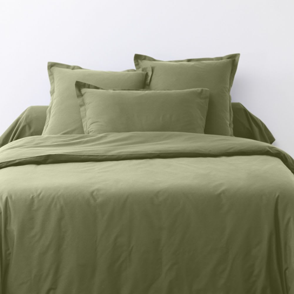 Parure de lit 2 places coton unie vert verveine 240x260 cm - Maisons du Monde