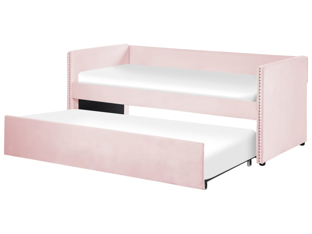 Beliani Tagesbett aus Stoff 90x200, rosa style classic chic Samt Baby