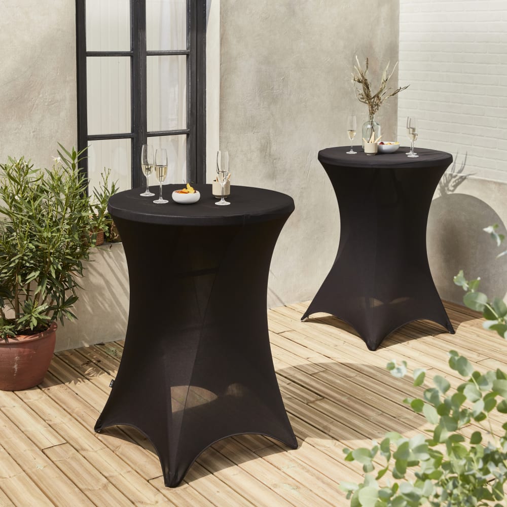 Lot de 2 housses  pour mange-debout d80cm en polyester noir