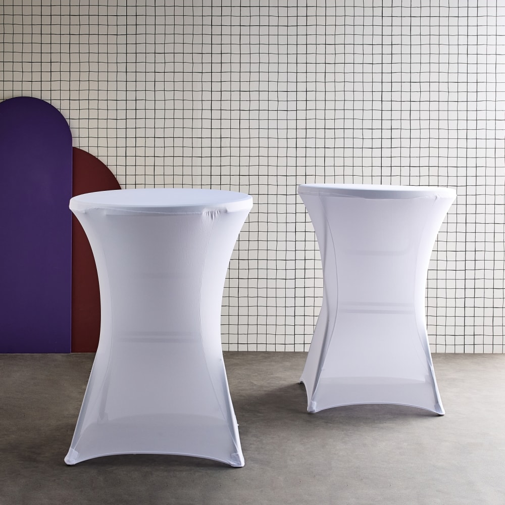 Lot de 2 housses pour mange-debout d80cm en polyester blanc