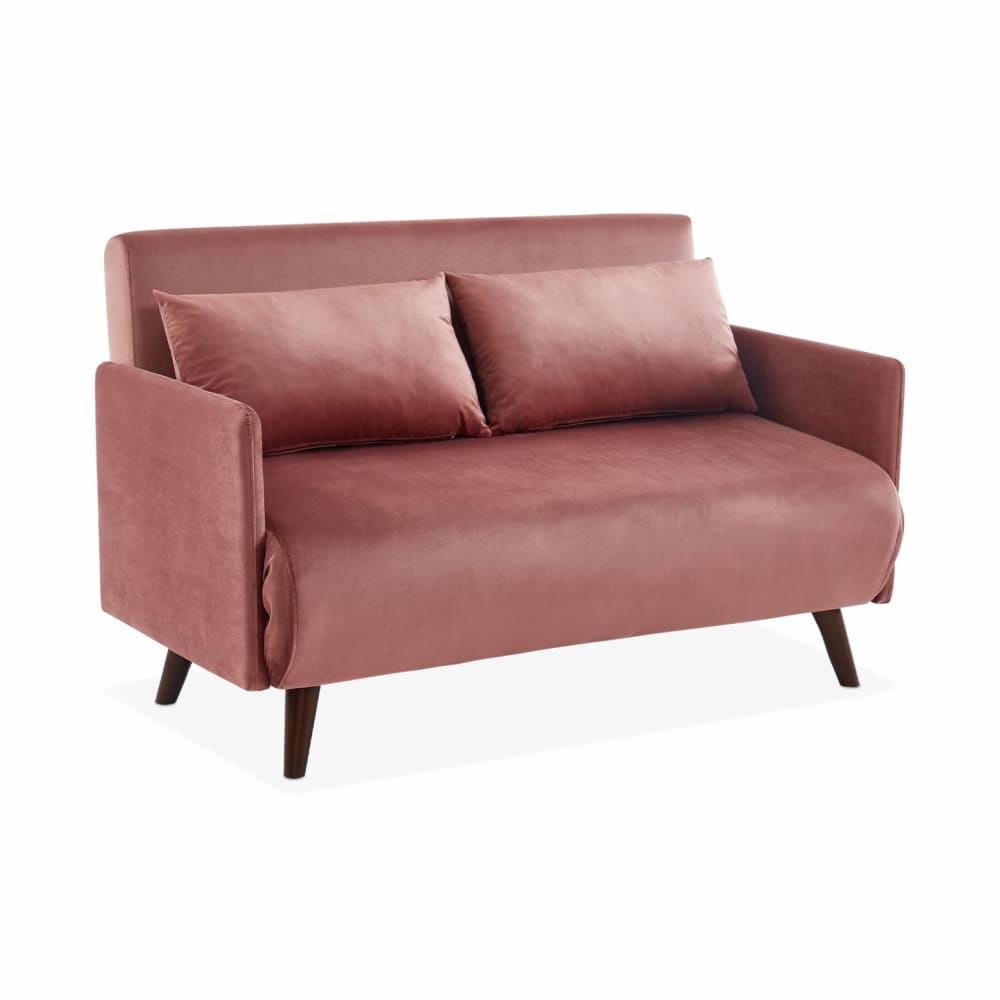 Canapé convertible en velours vieux rose