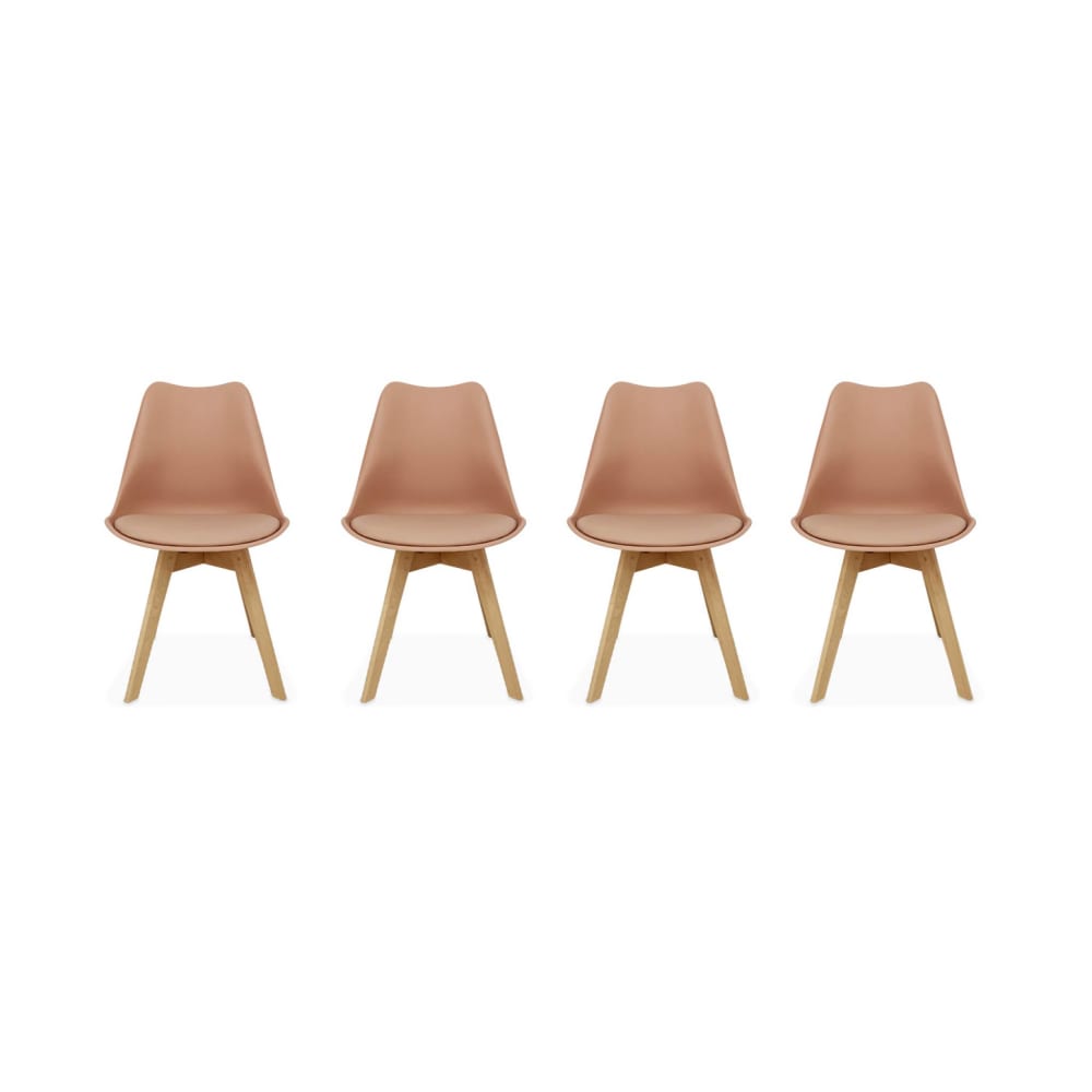 Lot de 4 chaises scandinaves, - vieux rose