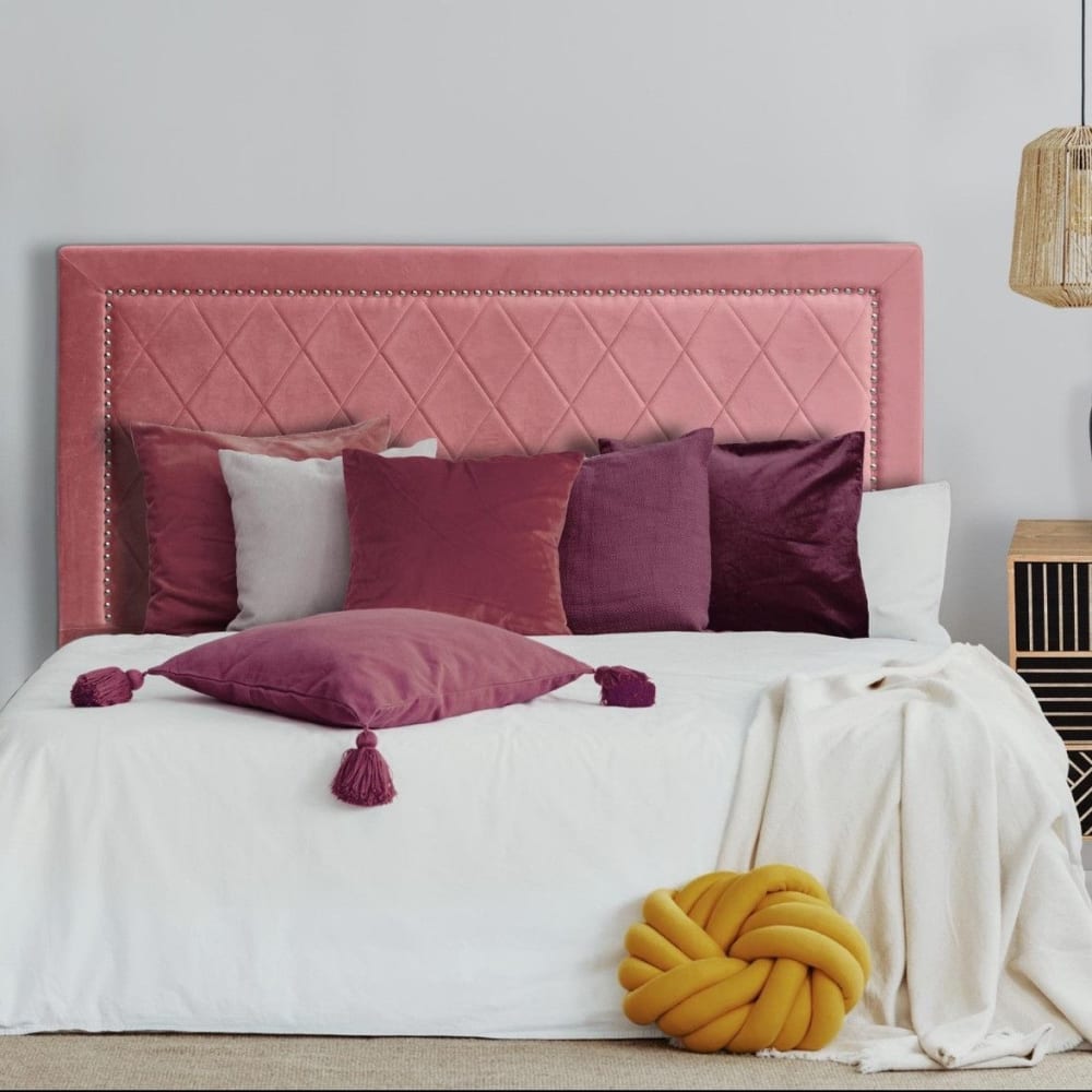Tête de lit 140cm velours rose - Maisons du Monde