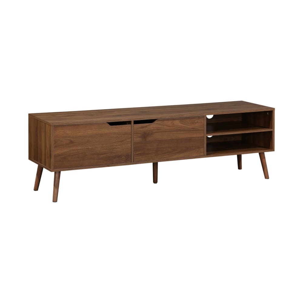Meuble TV en MDF effet bois de noyer, 2 portes, 160 cm