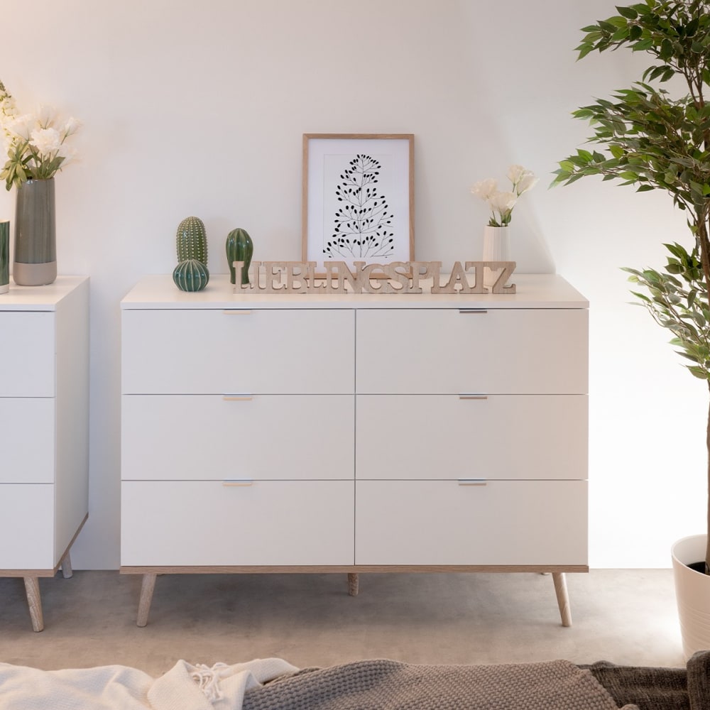 Commode 6 tiroirs l120 x h87 cm - blanc - Maisons du Monde