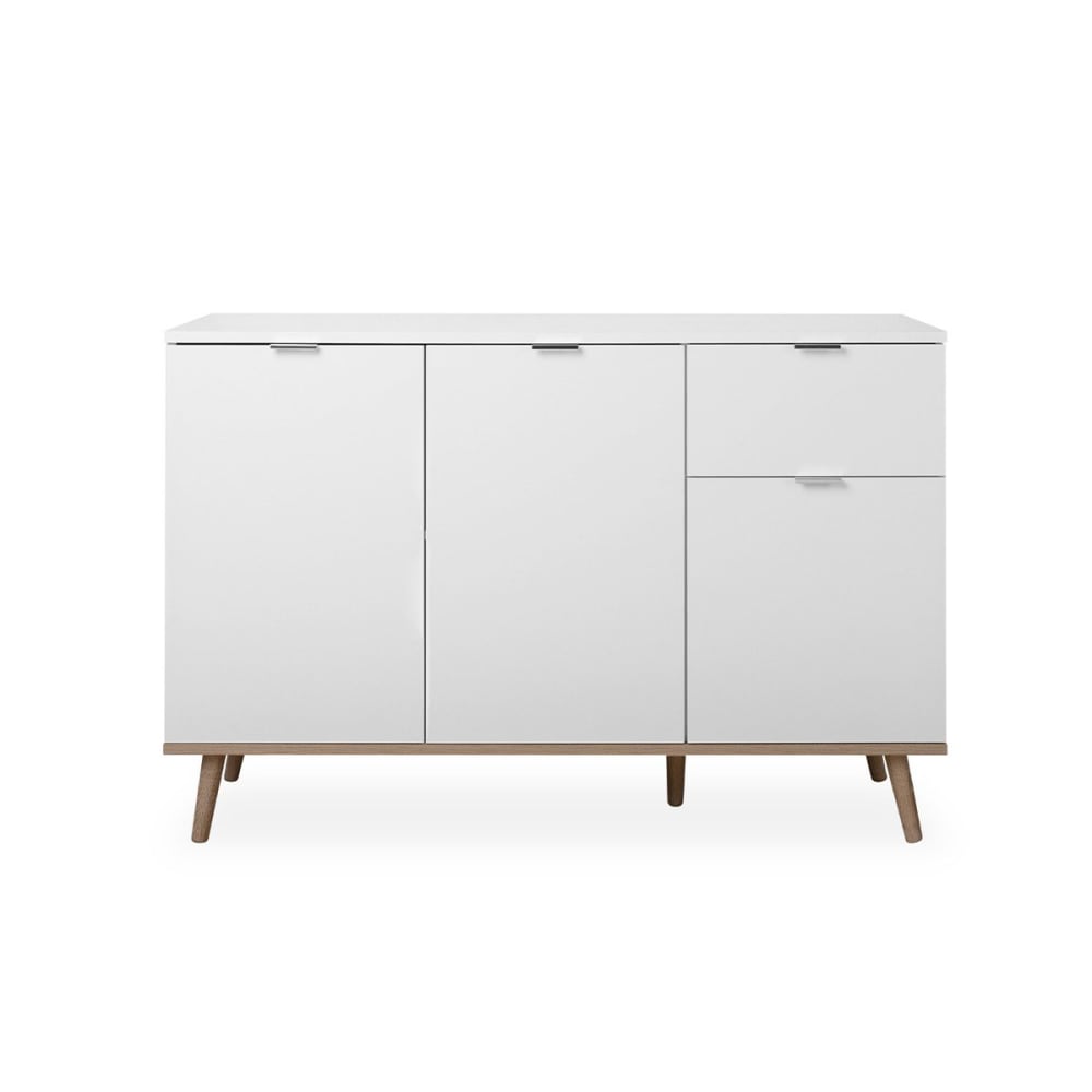 Calicosy Anrichte mit 3 Türen, 2 Regale und 1 Schublade L120 cm - Weiß style modern Weiß Spanplatte
