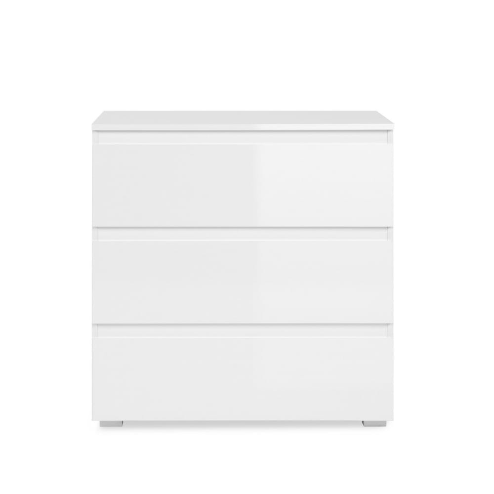 Calicosy Commode 3 tiroirs l80 x h80 cm - blanc style classique chic Blanc Panneau De Particules - 80x80x45cm