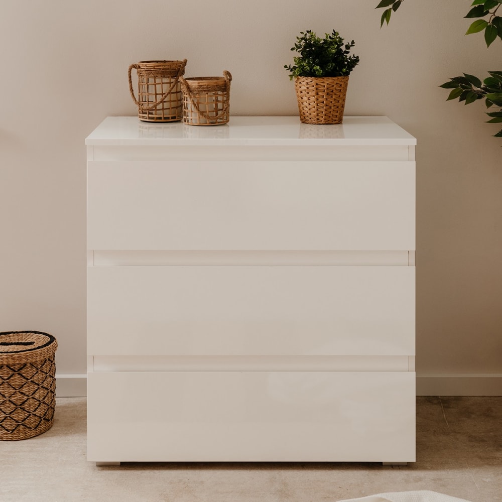 Commode 3 tiroirs l80 x h80 cm - blanc - Maisons du Monde