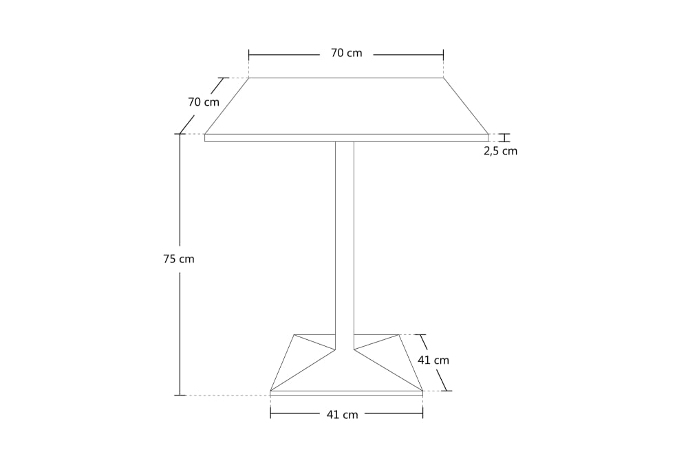 Tavolo da pranzo quadrato 70x70 con top in legno naturale -