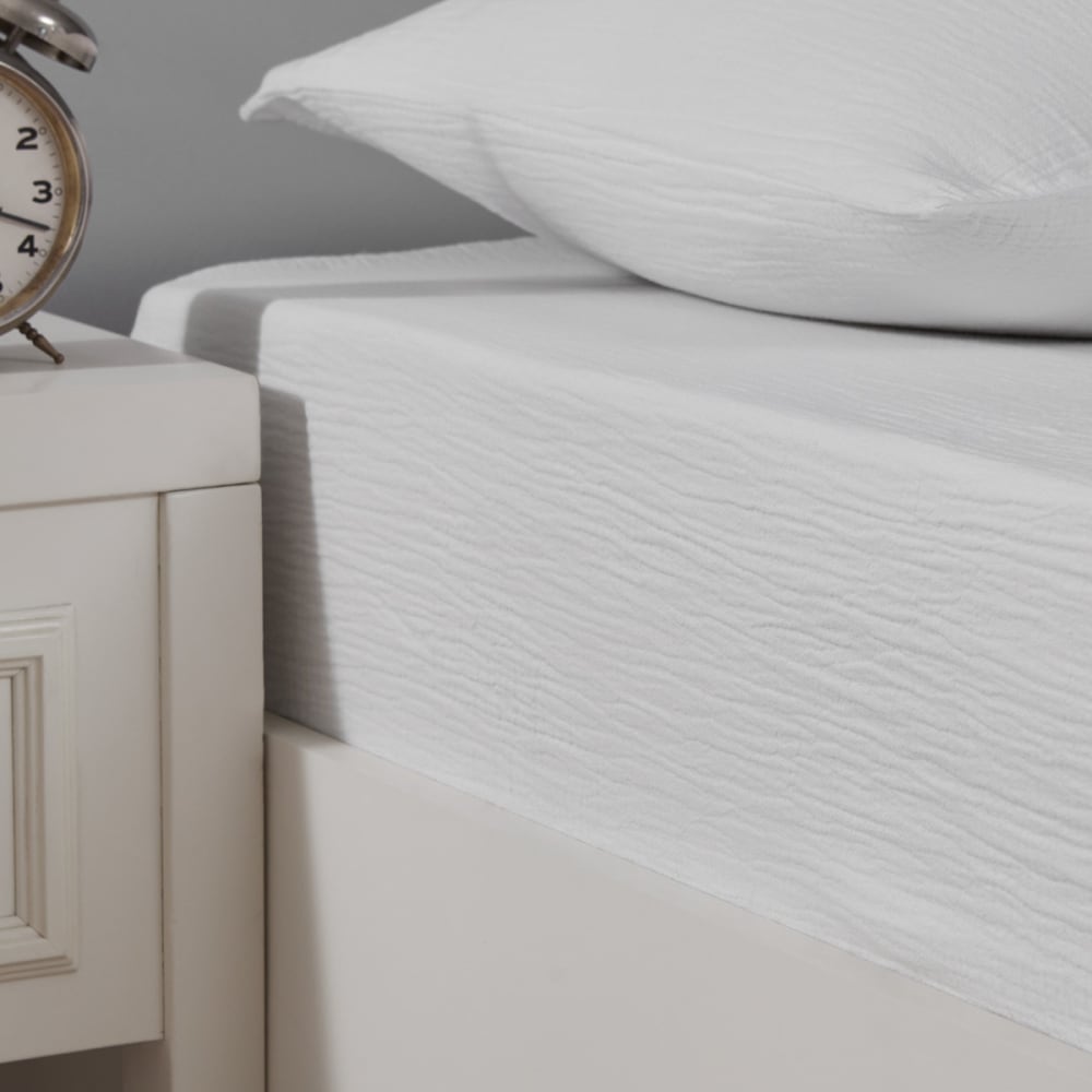 Drap-housse en gaze de coton bonnet 30 cm Blanc 80x200 cm