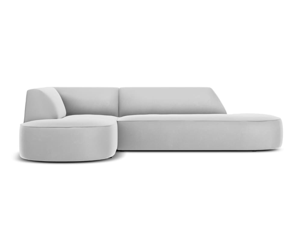 Canapé D'Angle Gauche 4 places en Velours Gris Clair