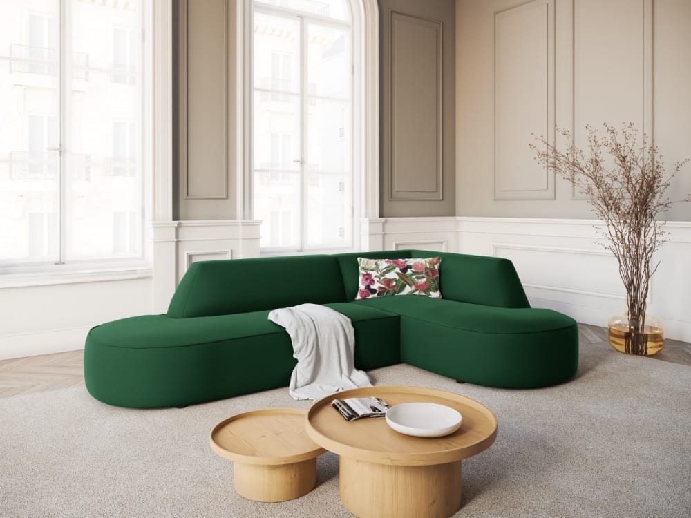 4-Sitzer Ecksofa rechts aus Samt, grün - Maisons Du Monde