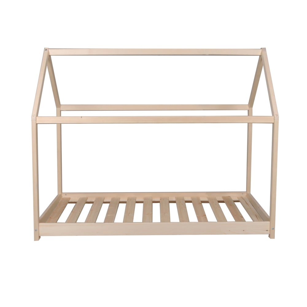 Lit cabane en bois massif bois clair 70x140