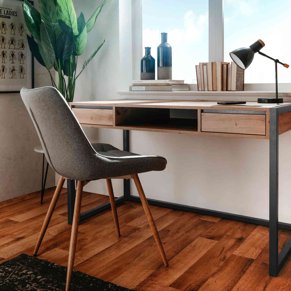 Bureau effet bois, beige, 2 tiroirs, 1 niche - Maisons du Monde