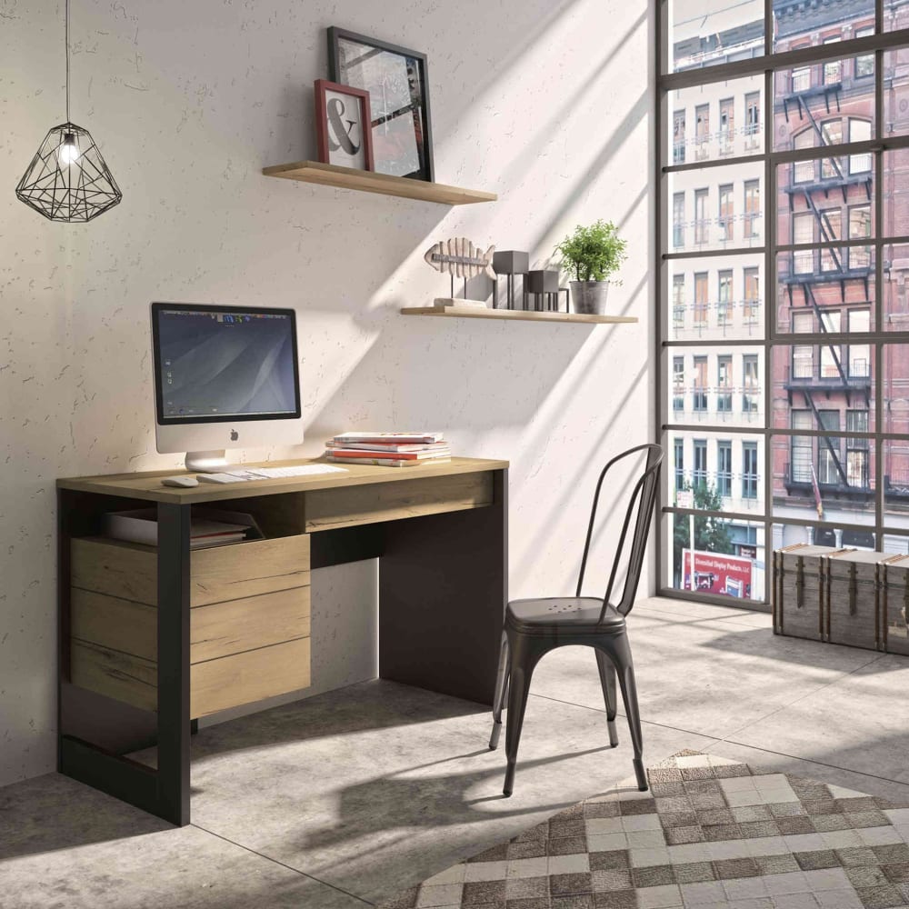 Bureau effet bois, beige,1 porte, 1 tiroir - Maisons du Monde