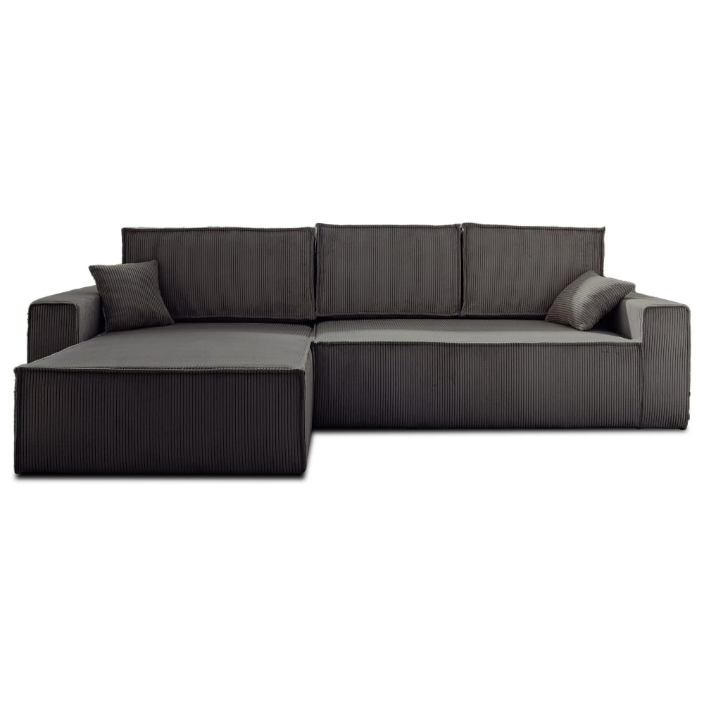 Canapé d'angle convertible - velours gris