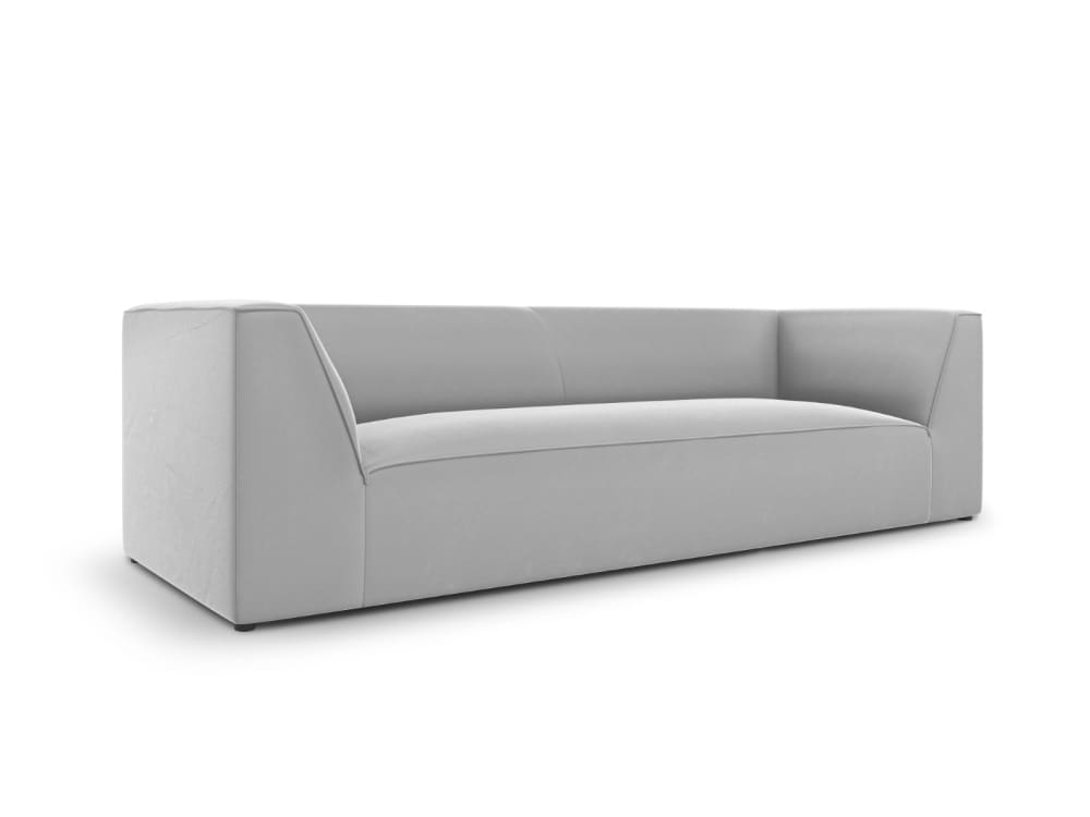 3-Sitzer Sofa aus Samt, hellgrau - Maisons Du Monde