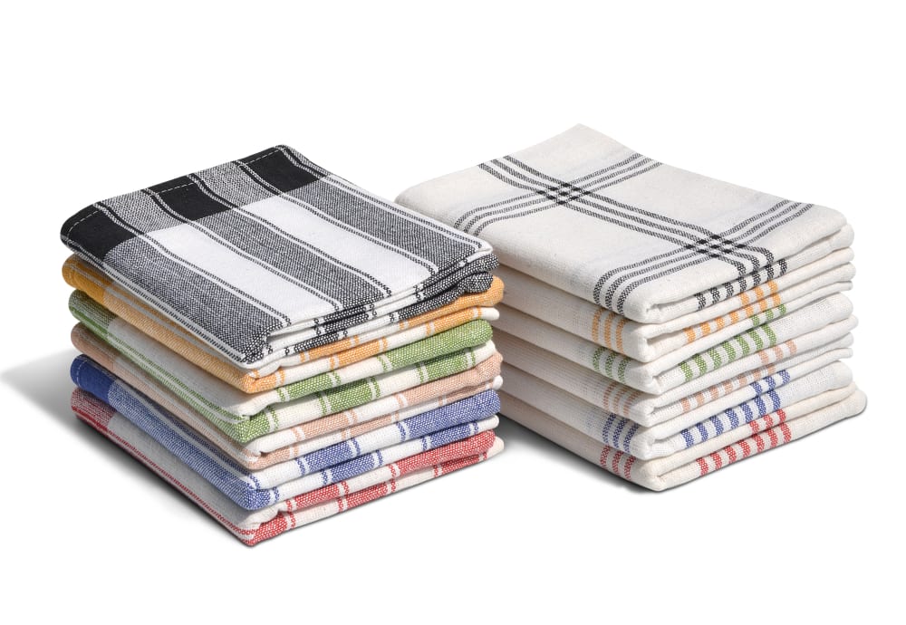 Lot de 12 torchons 100% coton 6 couleurs 50x70 cm
