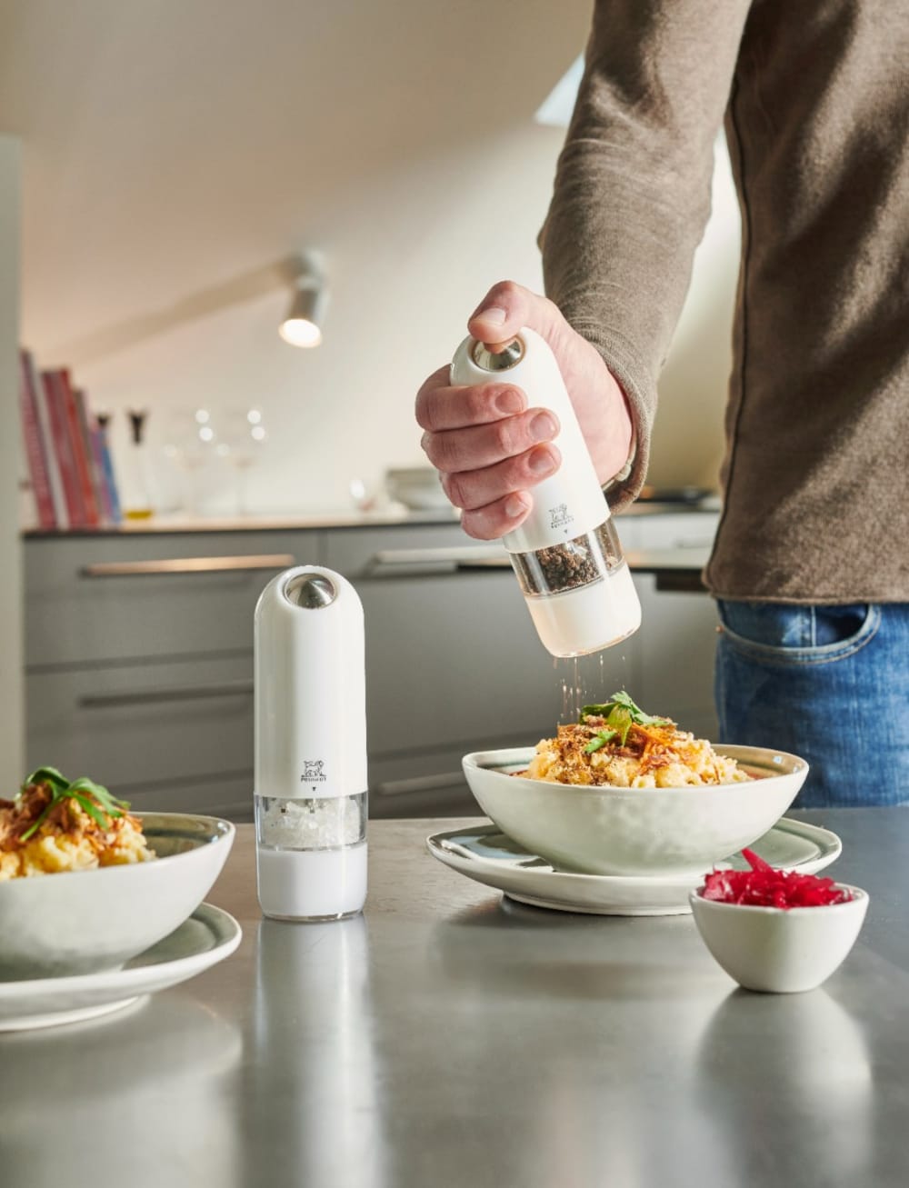 Alaska Duo de moulins à poivre et sel électriques Noir et Blanc 17cm