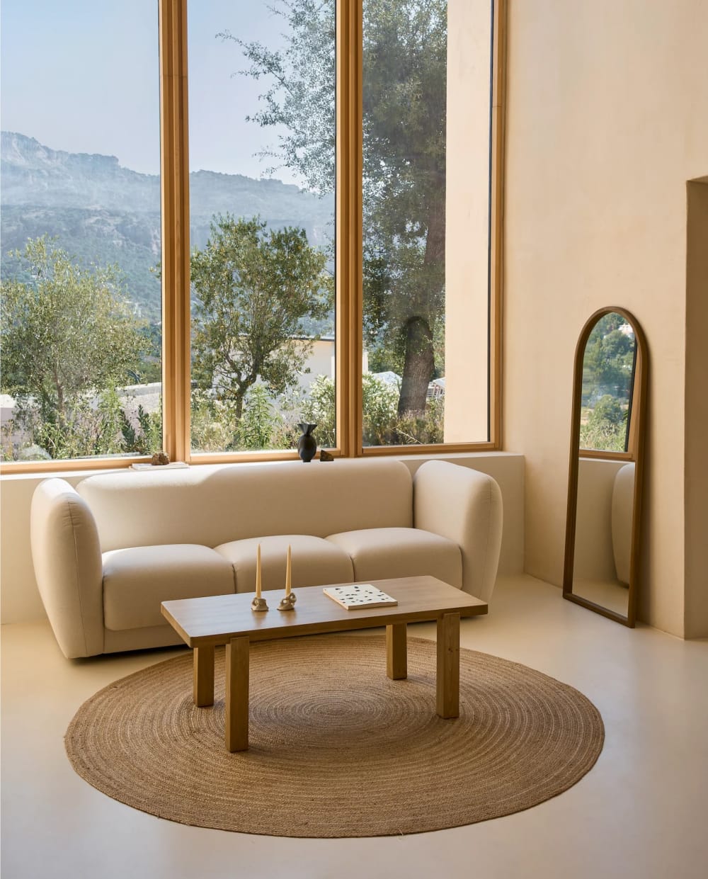 Divano di design 3 posti beige in poliestere riciclato - Hannun