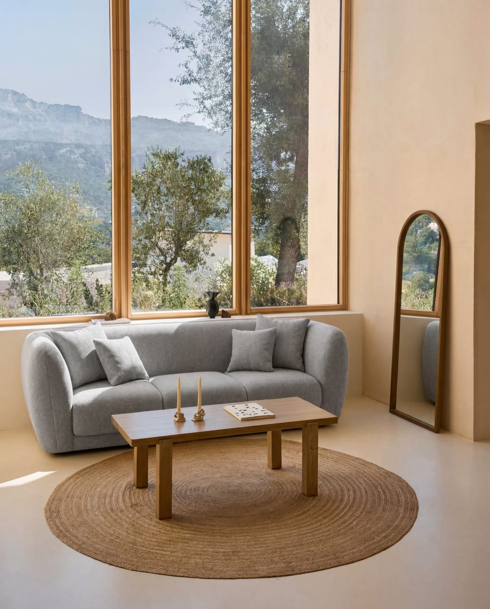 Divano di design 3 posti grigio in poliestere riciclato - Hannun