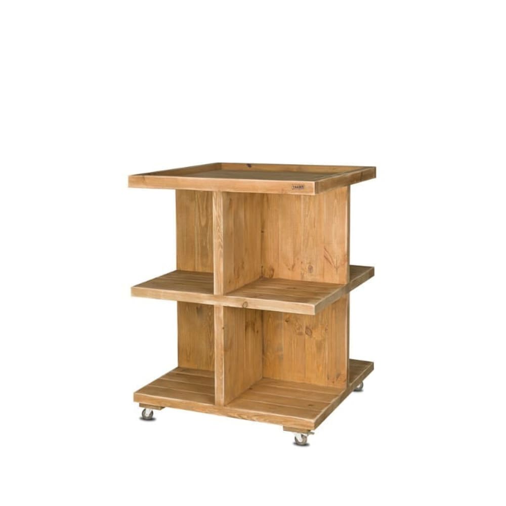 Tradis Zentrales Lebensmitteldisplay mit Rollen, Massivholz Beige