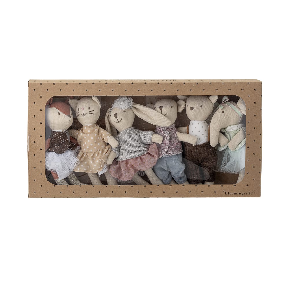 Petites peluches 6 animaux en coton rose H4.5cm - Maisons du Monde