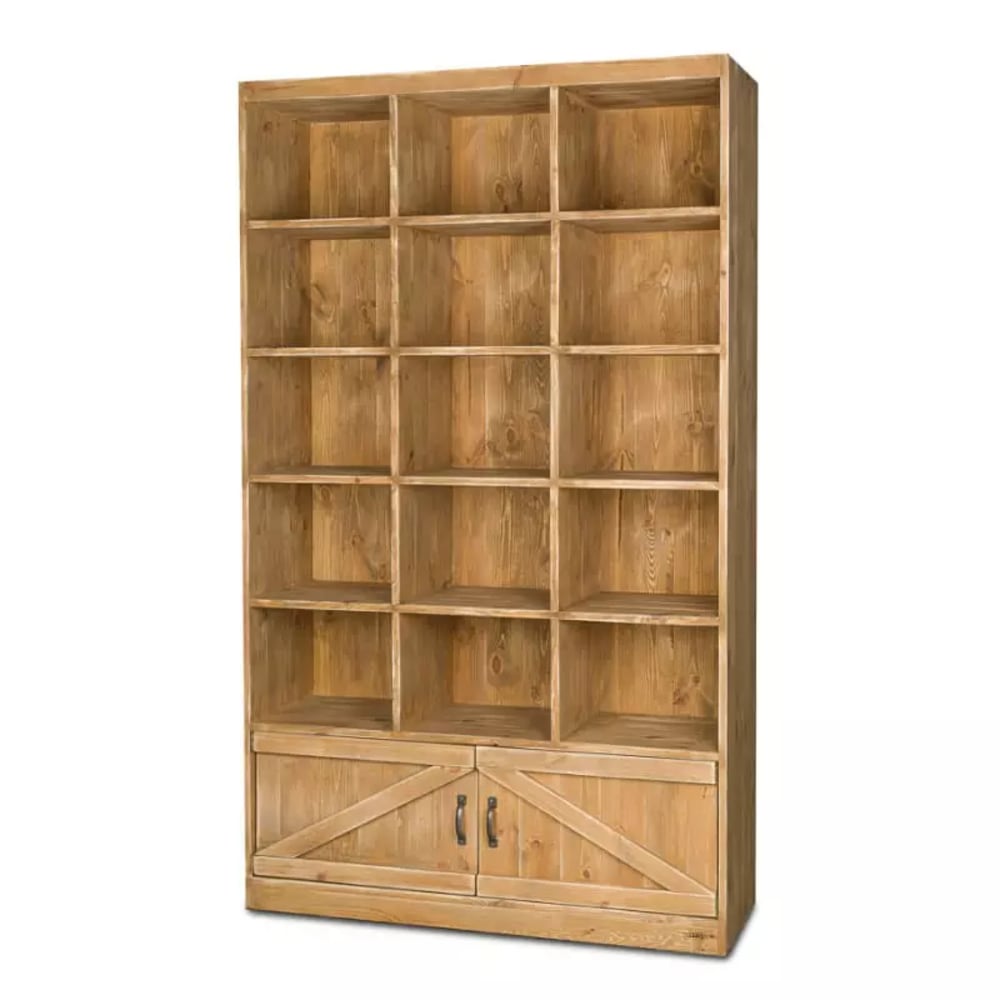 Tradis Bierregal 15 Fächer, 2 Türen, Massivholz Beige