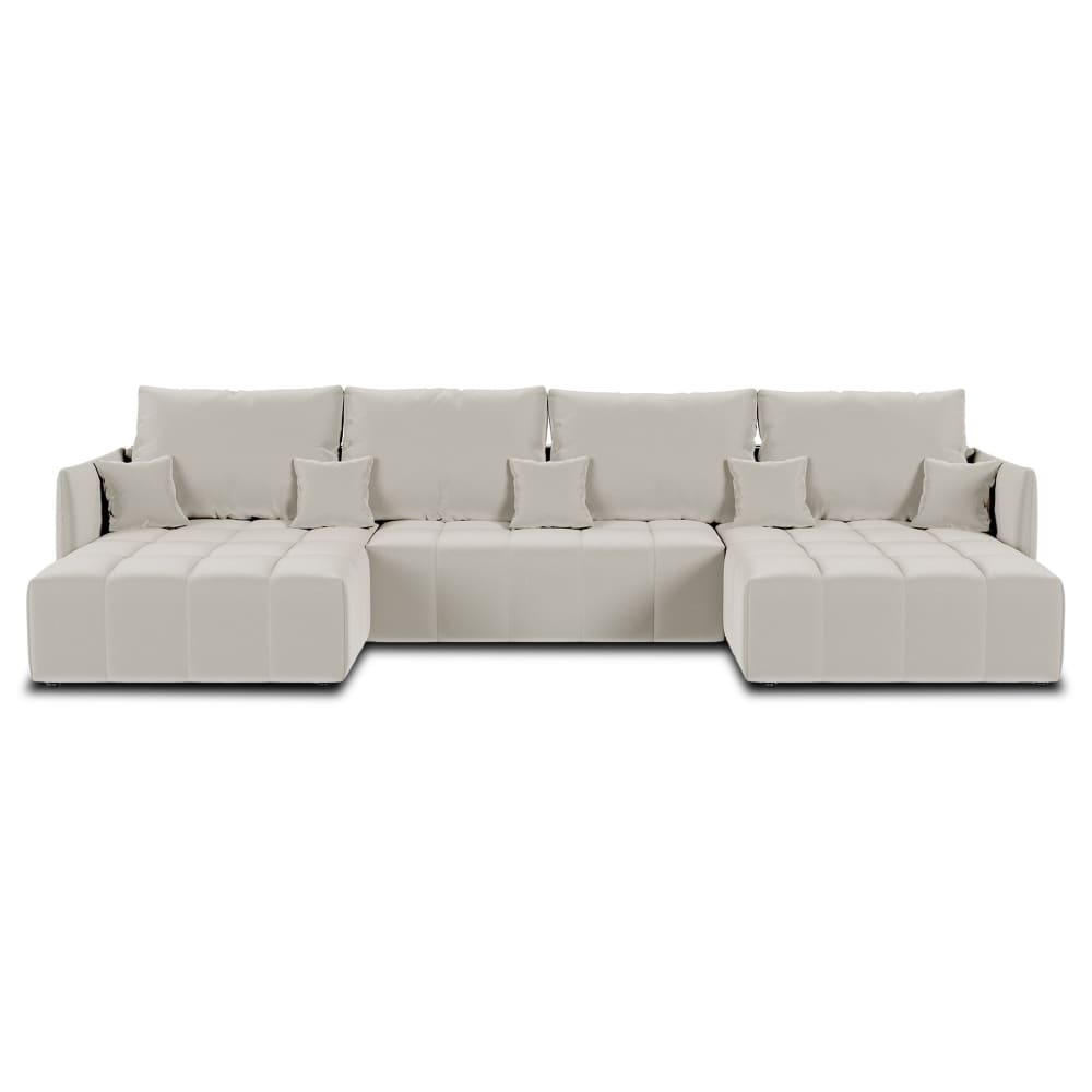 Canapé panoramique 7 places En U en Velours Beige