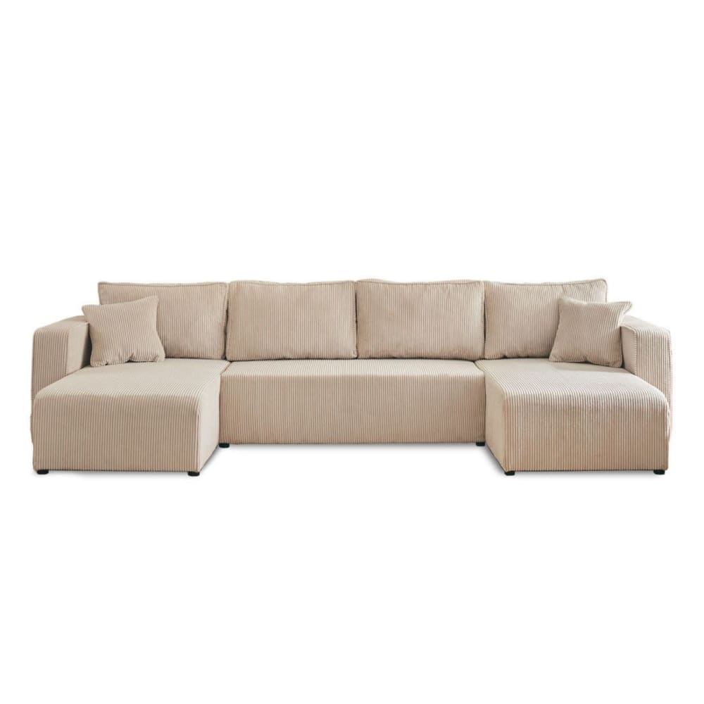 Canapé panoramique 7 places En U en Velours côtelé Beige